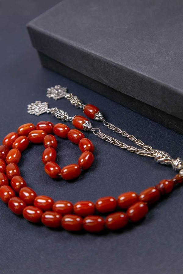 12*9 MM Eskitme Model Sıkma Kehribar Tesbih - Image 1