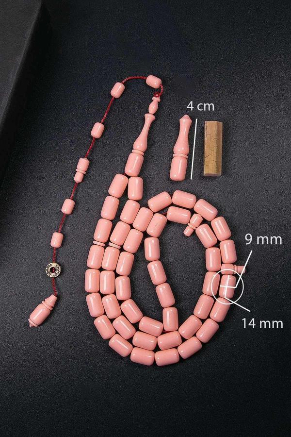 Açık Pembe Usta İşçilik 45 Taneli Eski Fransız Galalit Tesbih - Image 1
