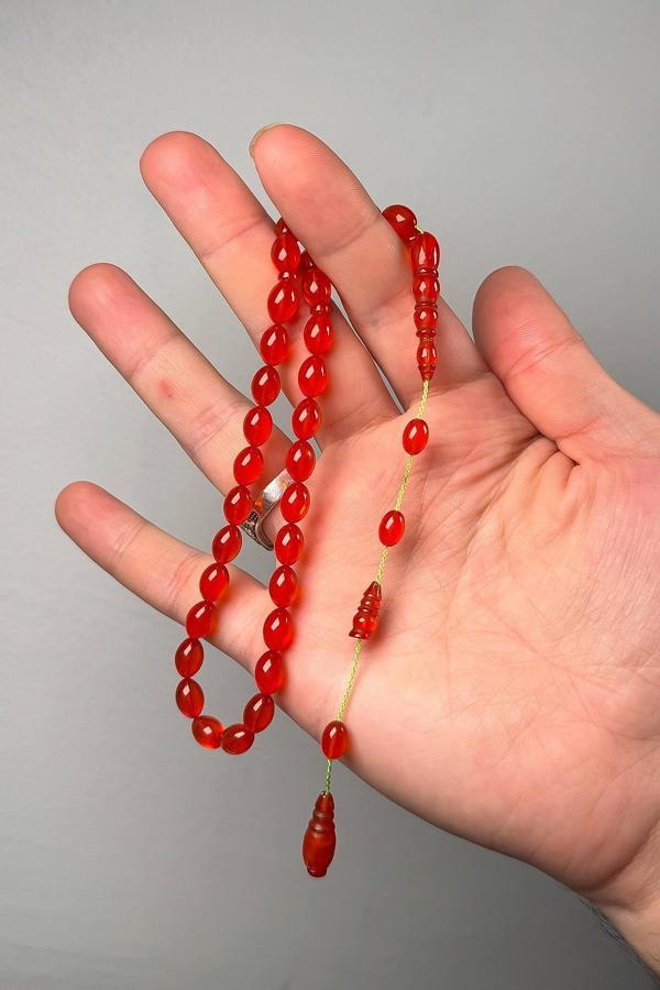 Dinlendirilmiş Malzemeden 9*6 MM Sıkma Kehribar Tesbih - Image 1