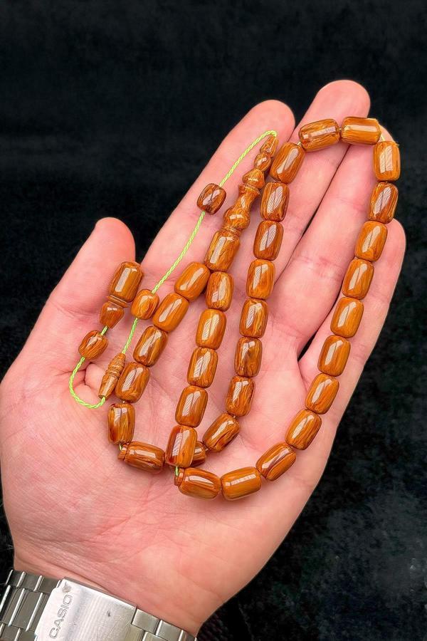 Hareli Kahverengi Kapsül Sıkma Kehribar Tesbih - Image 1