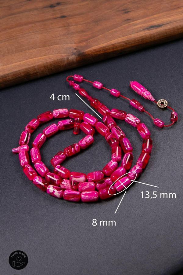Ebruli Pembe Renk Özel Seri 45 Taneli Bakalit Sıkma Tesbih - Image 1