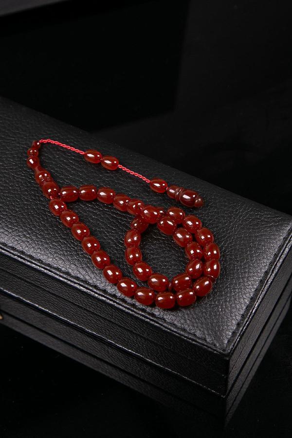 Küçük Boy Fırınlanmış Zar Renk Sıkma Kehribar Tesbih - Image 1