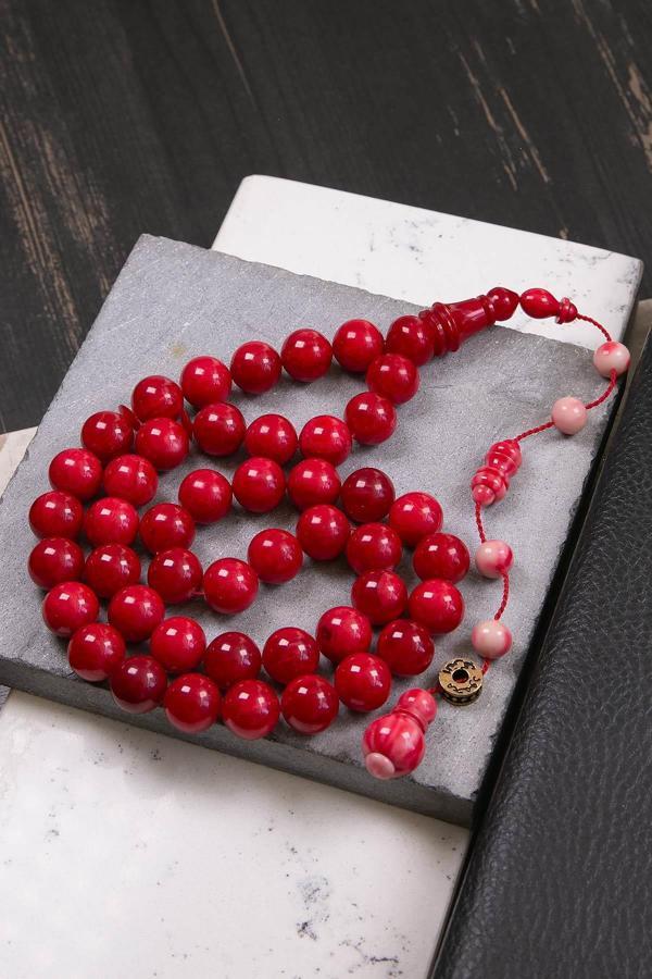 Özel İşçilik Bordo 45 Taneli Arap Model Faturan Sıkma Tesbih - Image 1