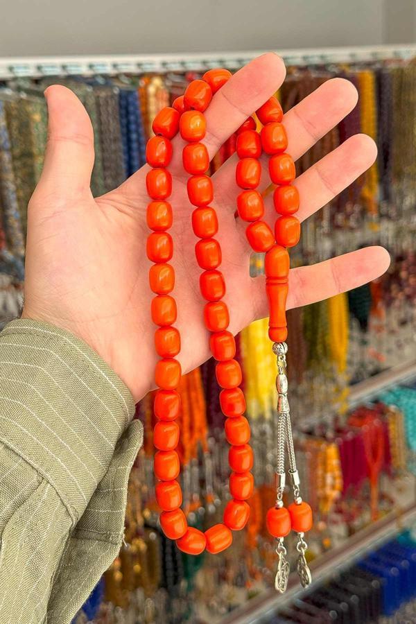 45'li Arap Model Turuncu Epoksi Reçine Tesbih - Image 1