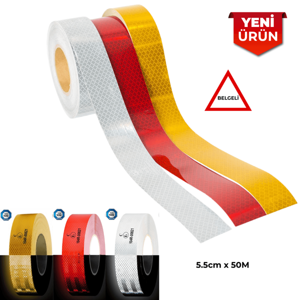Reflektiv Petekli Fosfor Bant, Belgeli 5.5cm x 50M - Image 1