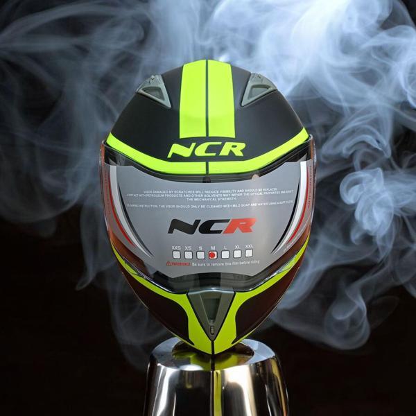 NCR-158 ÇENE AÇILIR GÖZLÜKLÜ E-CE BELGELİ KASK SARI GRAFIK - Image 1