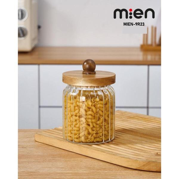 MİEN AKASYA KAPAK BOROSİLİKAT ÇİZGİLİ CAM KAVANOZ 600 ml - Image 1