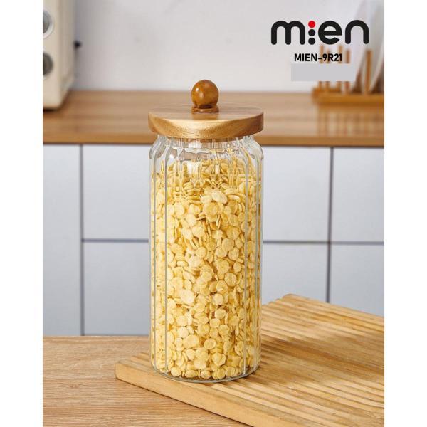 MİEN AKASYA KAPAK BOROSİLİKAT ÇİZGİLİ CAM KAVANOZ 1300 ml - Image 1