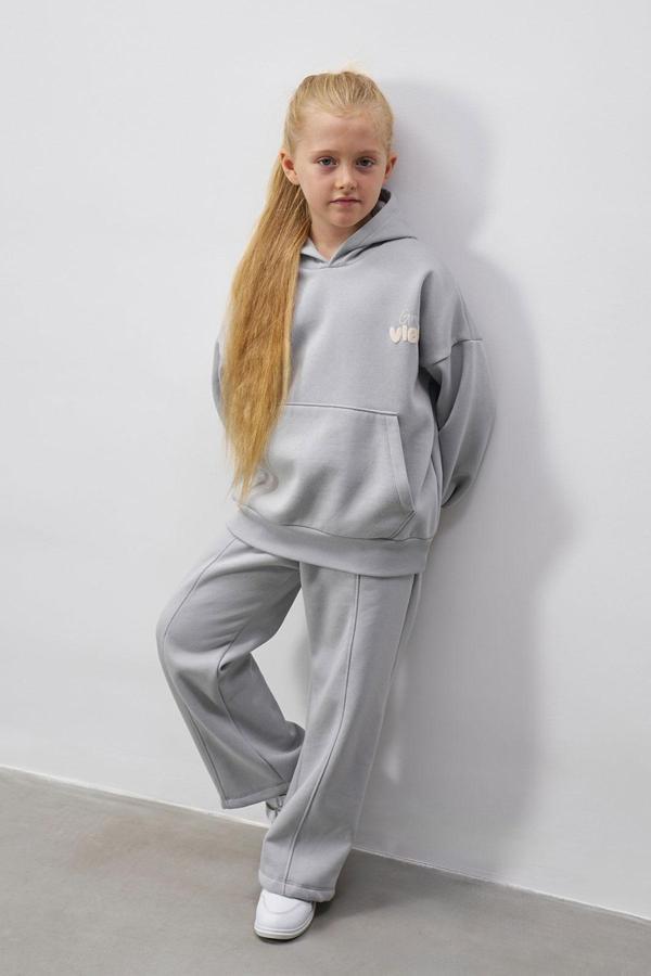 Baskılı Kapüşonlu Kanguru Cepli 3 İplik Şardonlu Takım  - Image 1