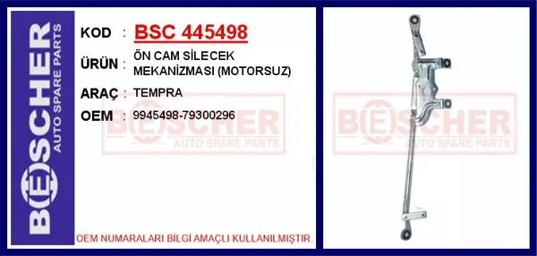 ÖN CAM SİLECEK MEKANİZMASI MOTORSUZ TEMPRA 9945498 79300296 - Image 1