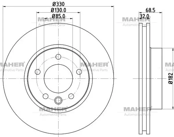 FREN DİSKİ TOUAREG 2003-2018 / CAYENNE 2003-2010 / PRO ÖZEL KAPLAMA ÖN HAVALI SAĞ 330-5 7L6615302D (2 ADET) - Image 1
