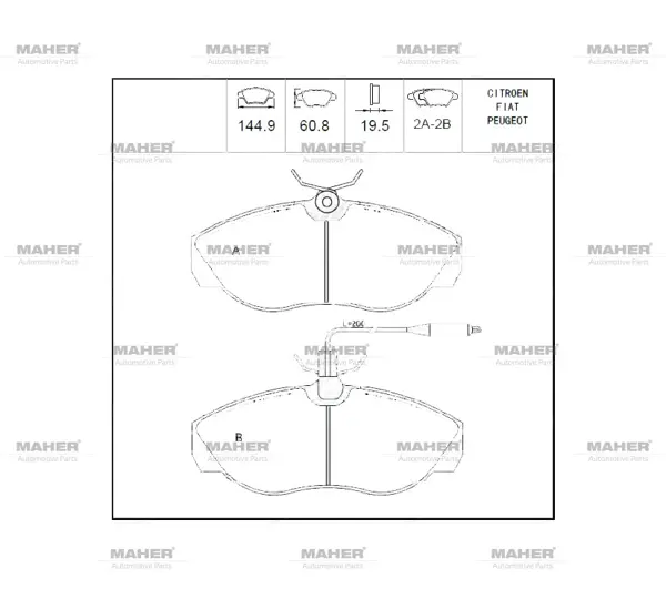 FREN BALATA JUMPER 1 1994-2002 / DUCATO 1994-2002 / BOXER 1 1994-2002 FİŞLİ ÖN 9945788 - Image 1