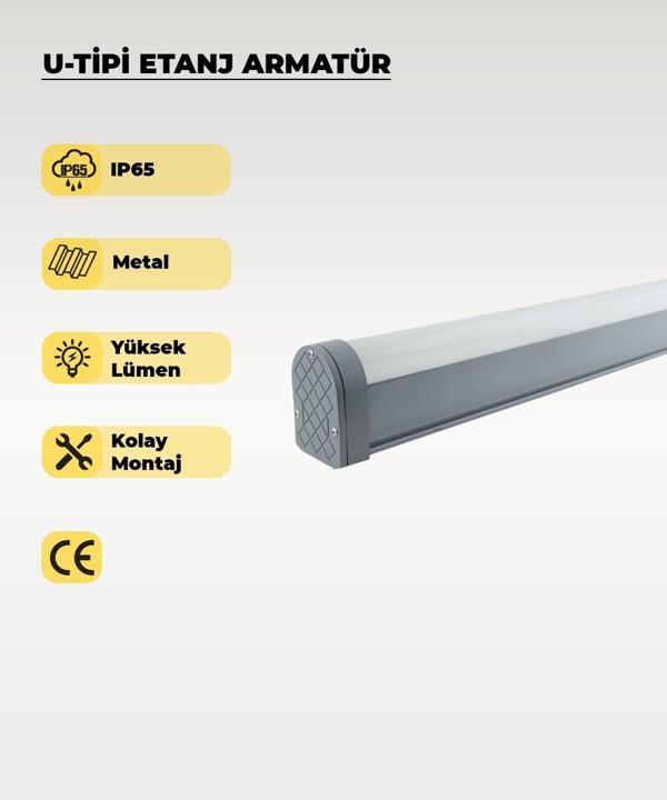 72W U Tipi Etanj Armatür 6500K Beyaz Işık - IP65 - Image 1