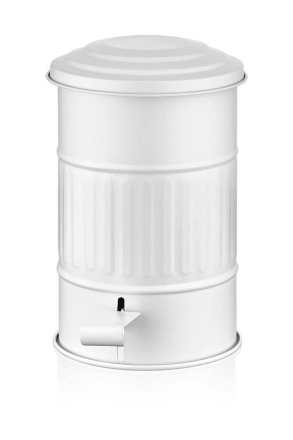 The mia basmalı metal pedallı beyaz çöp kovası çelik kapaklı 5 lt. - Image 1