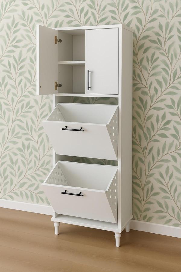 Nergis Çok Amaçlı Dolap Kirli Çamaşır Sepeti Dolabı 150x60 - Image 1