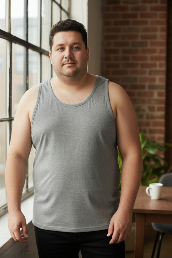 Büyük Beden Pamuklu Erkek Atleti 6'lı Paket - Gri - Image 1