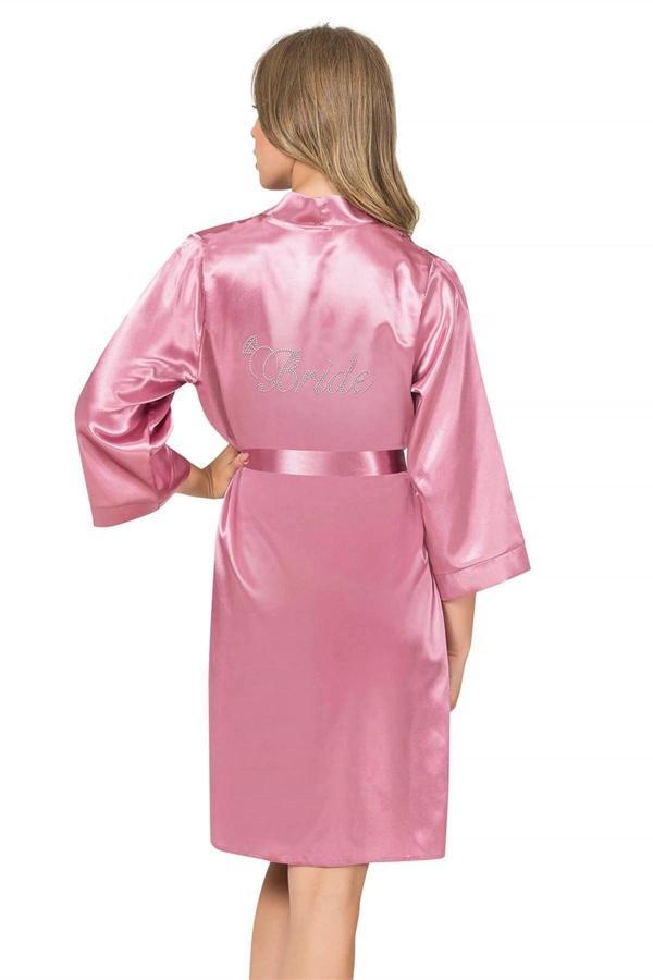 MDB MdbShop Gül Kurusu Kısa Saten Bride Sabahlık - Image 1