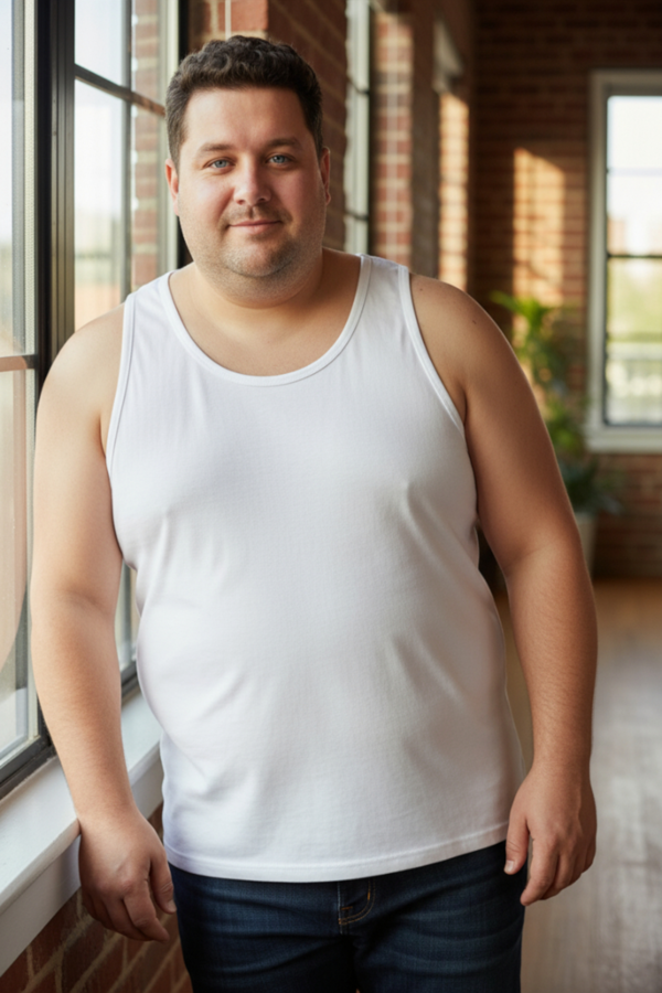 Büyük Beden Pamuklu Erkek Atleti 12'li Paket - Beyaz - Image 1