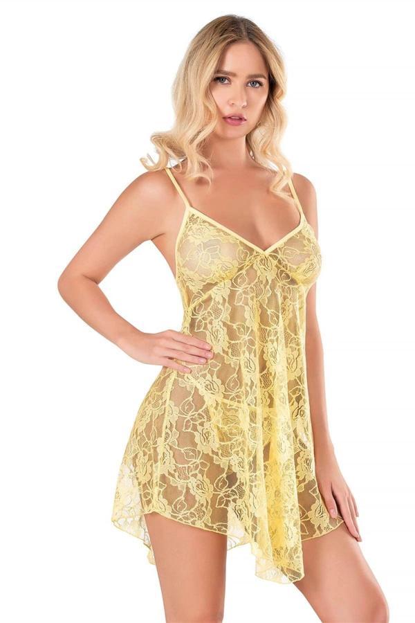 MDB MdbShop Sarı Kısa Tül Gecelik - Image 1