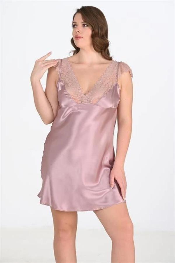 MDB MdbShop Büyük Beden Vizon Gecelik 2106 - Image 1