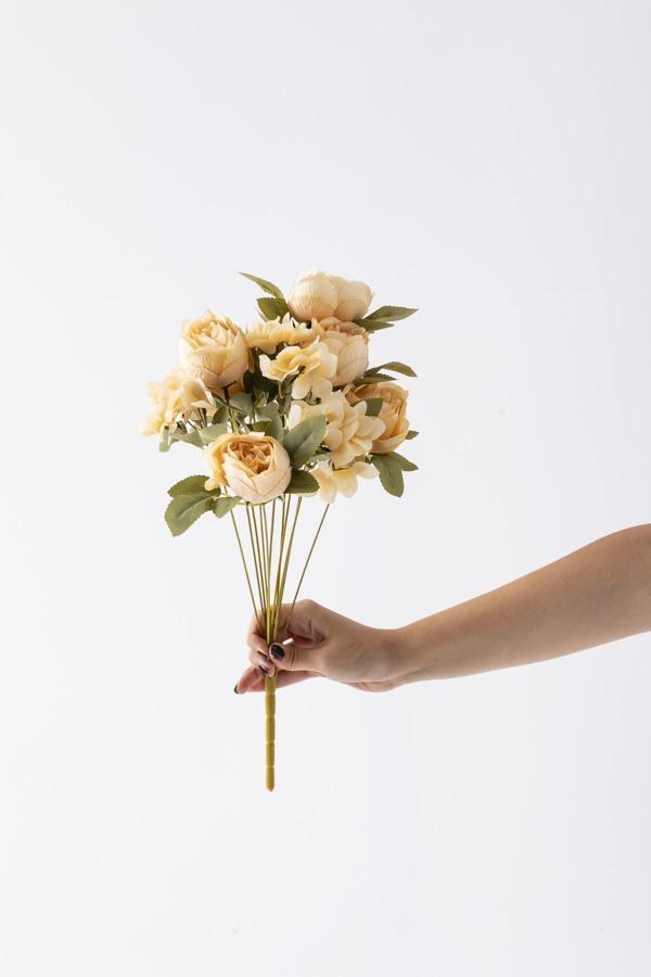 Yapay Ortancalı Şakayık Demeti Açık Somon 45 Cm 11 Dal - Image 1