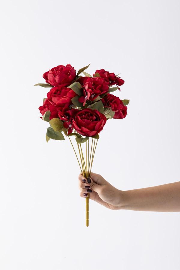 Yapay Ortancalı Şakayık Demeti Kırmızı 45 Cm 11 Dal - Image 1