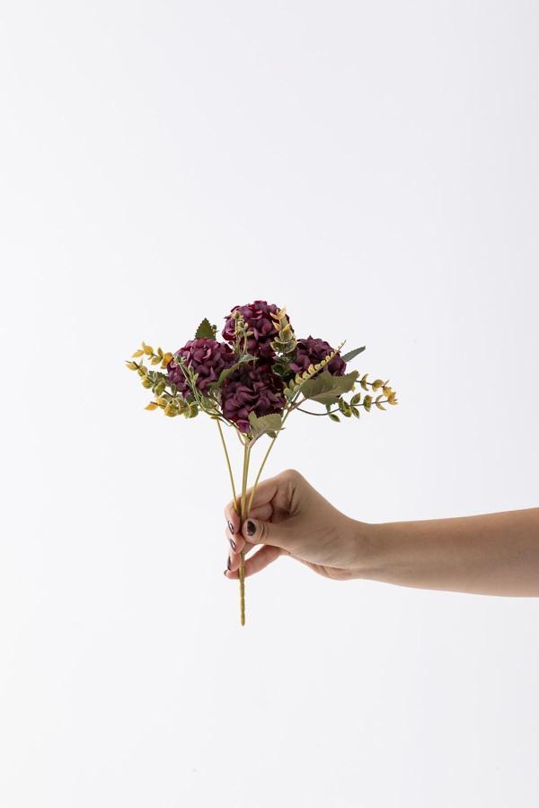 Yapay Ortanca Çiçeği 30 Cm 5 Dal Bordo - Image 1