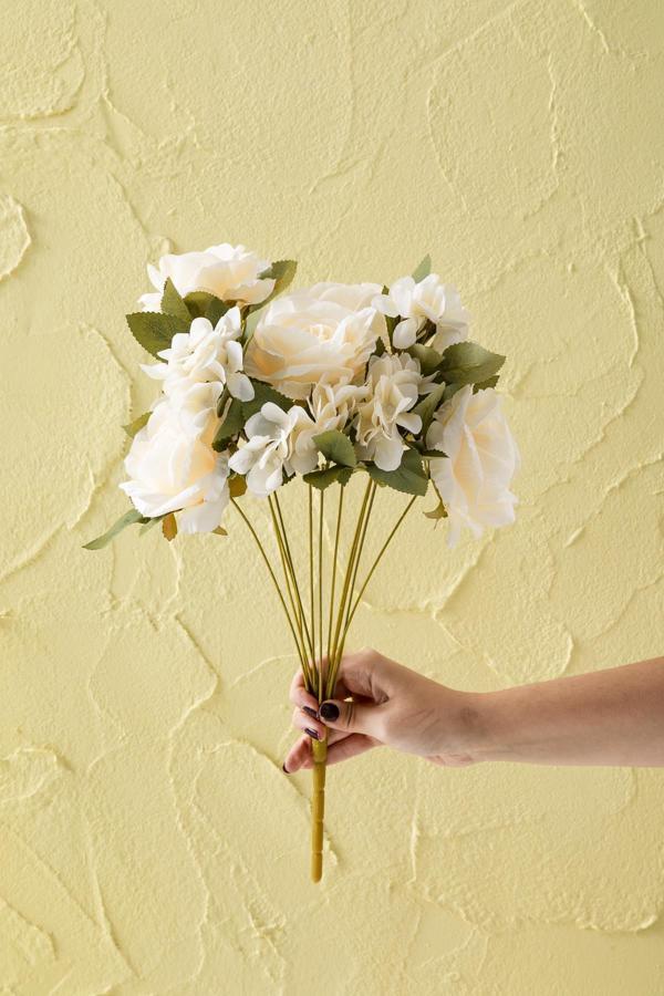 Yapay Ortancalı Gül Demeti Somon 45 Cm 11 Dal - Image 1