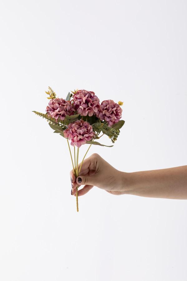 Yapay Ortanca Çiçeği 30 Cm 5 Dal Gül Kurusu - Image 1