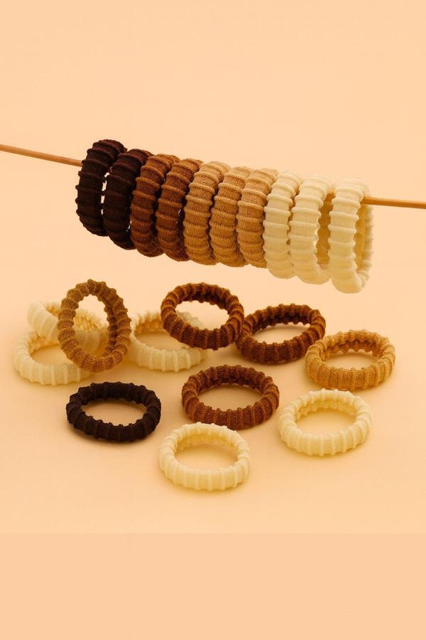 Kahverengi Siyah Gri Ultra Esnek Tırtıklı 20 Li Havlu Lastik Toka Seti - Image 1