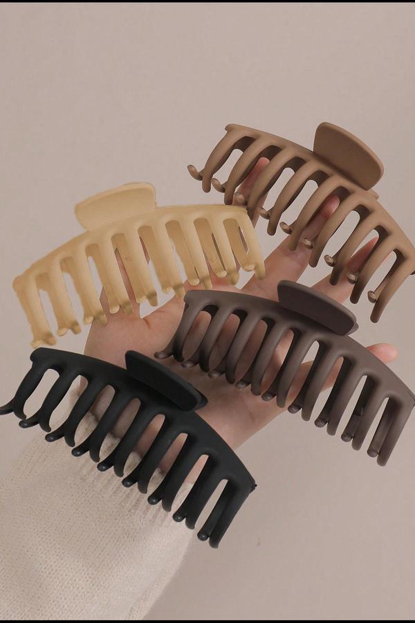 4'lü Set Mandal Toka Kadın Siyah Kahve Bej Büyük Boy (11CM) - Image 1