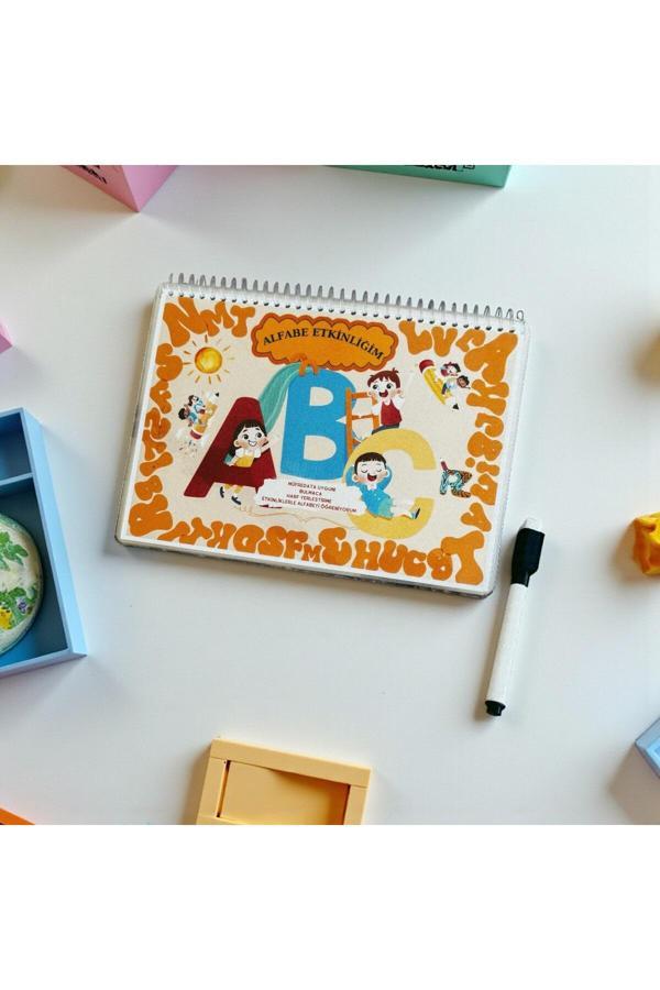 Renkli Zeka Alfabe Öğreniyorum Etkinlik Yaz Sil Müfredata Uygun Kalem Hediyeli (A5Boyut) - Image 1