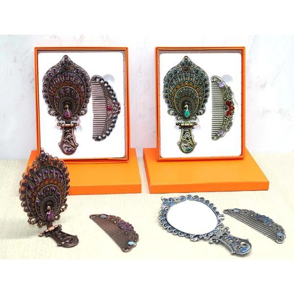 MDB Tavuskuşu Katlanabilir Ayna Ve Tarak Seti Orta Boy - Image 1