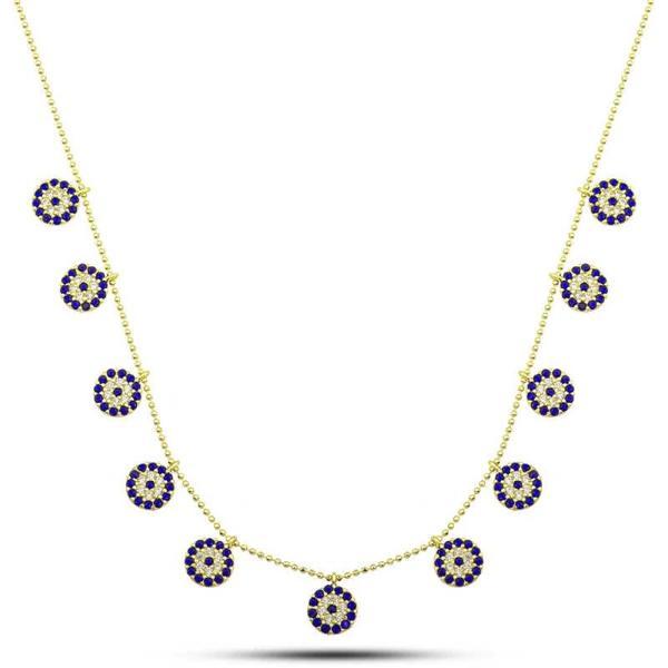 MDB 925 Ayar Gümüş Gold Nazarlı Şans Kadın Kolye - Image 1