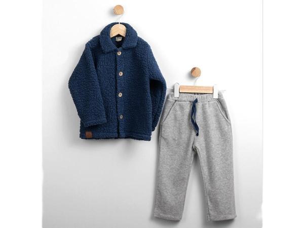 POLARLI PANTOLON PELUŞ CEKET ALT ÜST TAKIM - FLE217551-İndigo-5 Yaş İndigo - Image 1
