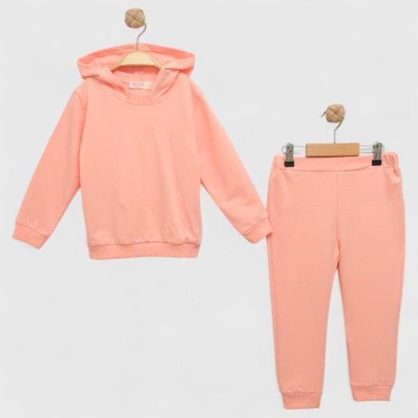 KAPÜŞONLU COLORS BASIC İKİLİ ALT ÜST TAKIM - NEC251598-Somon-2 - 3 Yaş Somon - Image 1