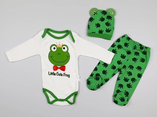 KURBAĞA BASKILI BODYLİ BERELİ ALT ÜST TAKIM - Yeşil - 6 Ay - MNB417-Yeşil-6 Ay Yeşil - Image 1