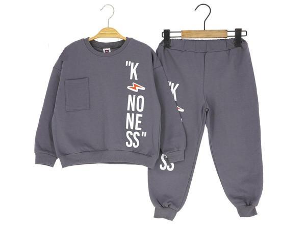 ŞİMŞEKLİ İKİ İPLİK ALT ÜST TAKIM - KRMS742-Antrasit-3 Yaş Antrasit - Image 1