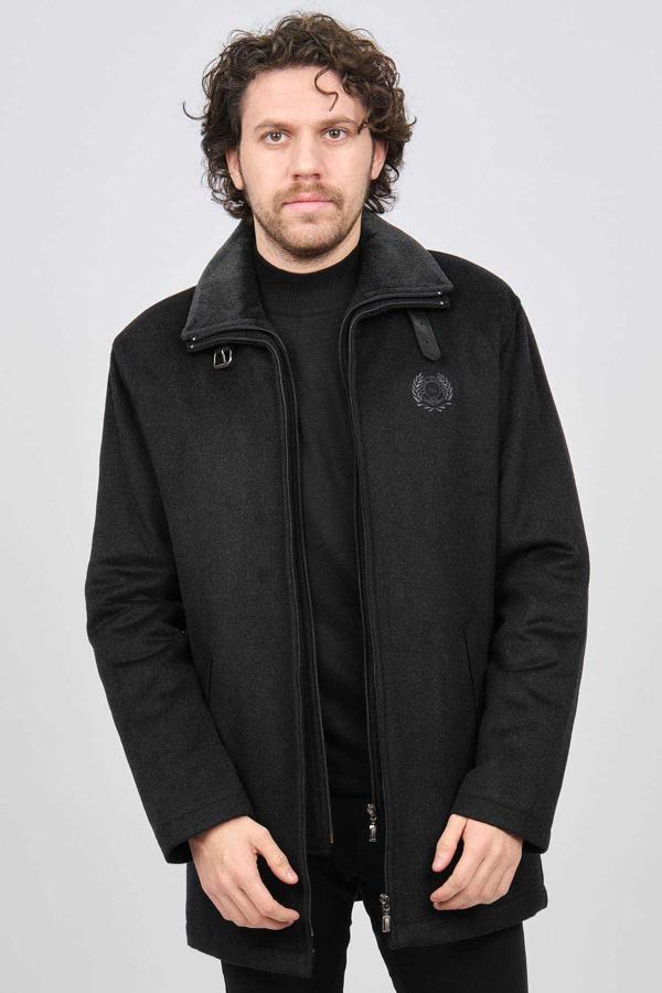 Paulo Guccini Erkek Çift Yakalı Yün Kaban 3140080 Füme - Image 1