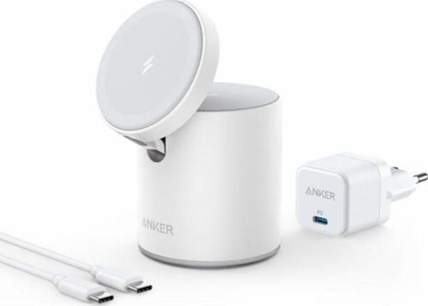 Anker 623 MagGo Kablosuz Şarj Cihazı Magsafe Uyumlu Stand Beyaz - B2568 (Anker Türkiye Garantili) - Image 1
