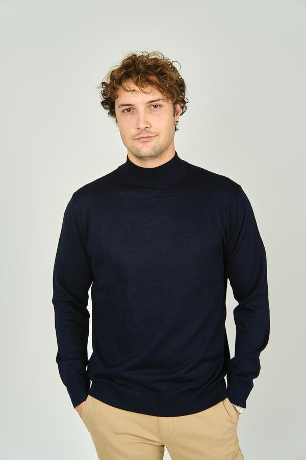 Ateş Triko Erkek Yarım Balıkçı Yaka Yün Kazak 0004 Lacivert - Image 1