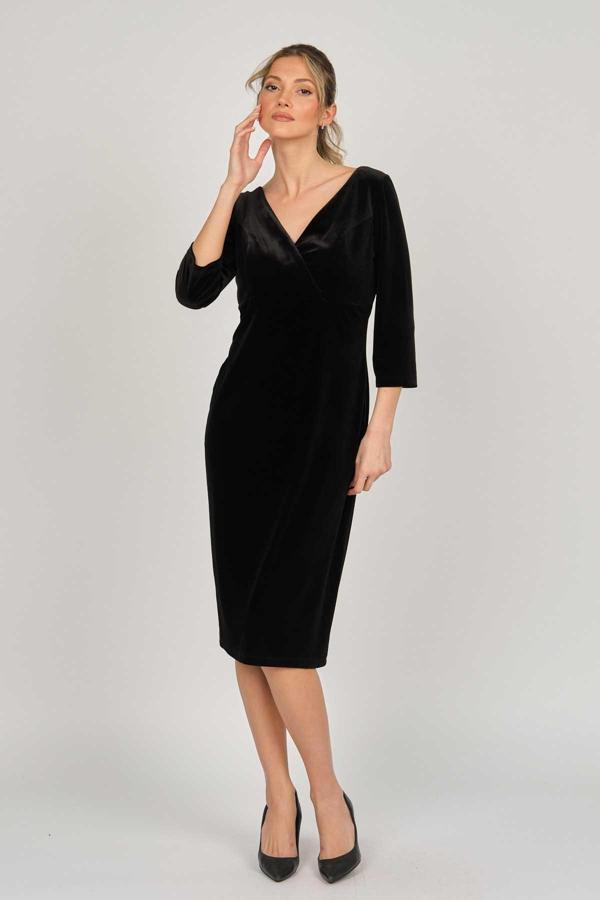 Maxra Govana Kadın Araboy Kadife Abiye Elbise 47754473 Siyah - Image 1