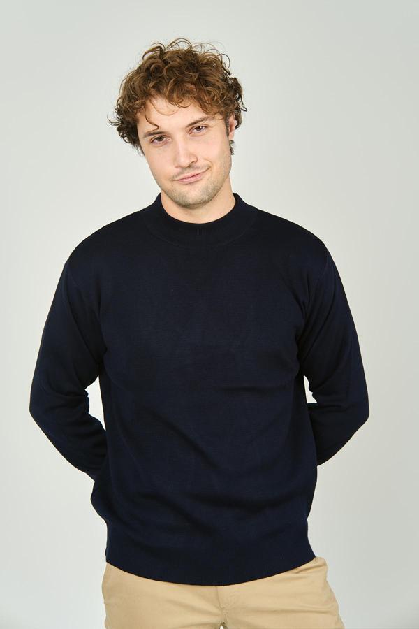 Ateş Triko Erkek Yarım Balıkçı Yaka Yün Kazak 6091024 Lacivert - Image 1