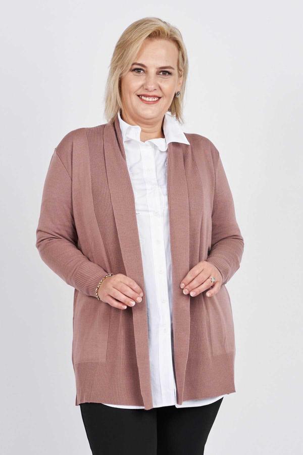 Büşra Triko Kadın Uzun Kollu Triko Hırka 3997222 Pudra - Image 1