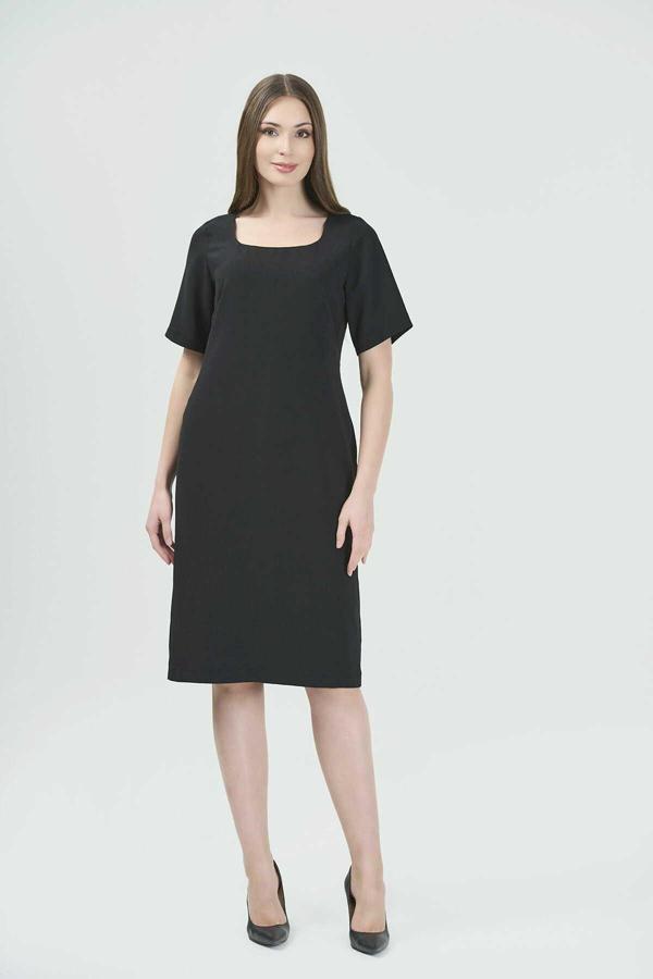Tolga Saraçoğlu Kadın Yuvarlak Yaka Kısa Kol Şık Elbise BELB001 Siyah - Image 1