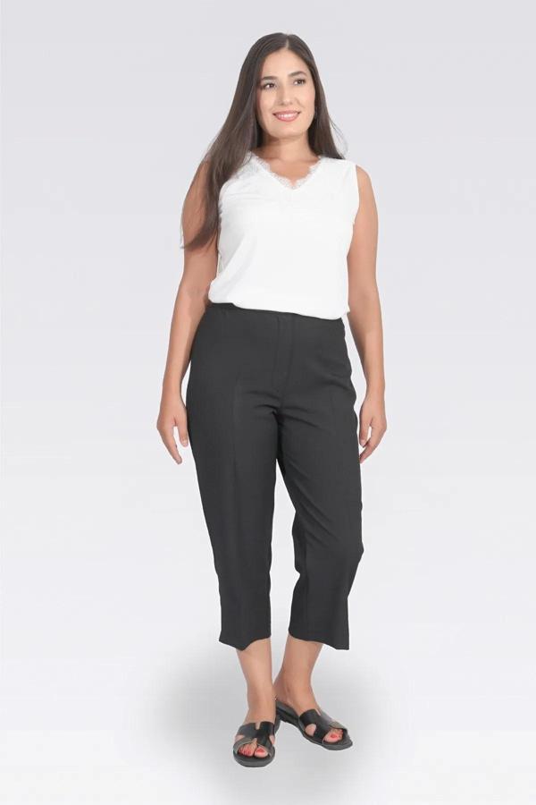 Tolga Saraçoğlu Kadın Beli Lastikli Kapri 30281 Siyah - Image 1