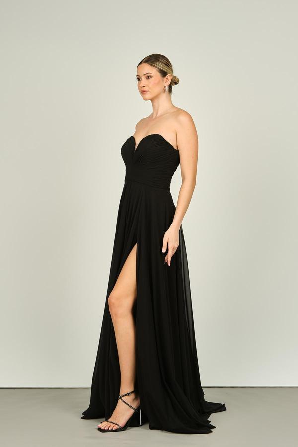 Şeref Vural Kadın Straplez Uzun Abiye Elbise 5437021 Siyah - Image 1