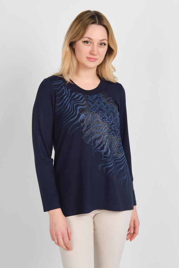 Detay Triko Kadın Desenli Uzun Kol Bluz 4541 Lacivert - Image 1