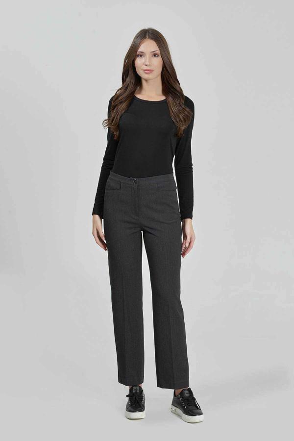 Tolga Saraçoğlu Kadın Gizli Lastik Boru Paça Gabardin Pantolon 430082 Antrasit - Image 1
