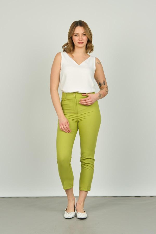 FA Pantolon Kadın Bilek Boy Dar Kalıp Pantolon 7410 Fıstık Yeşili - Image 1